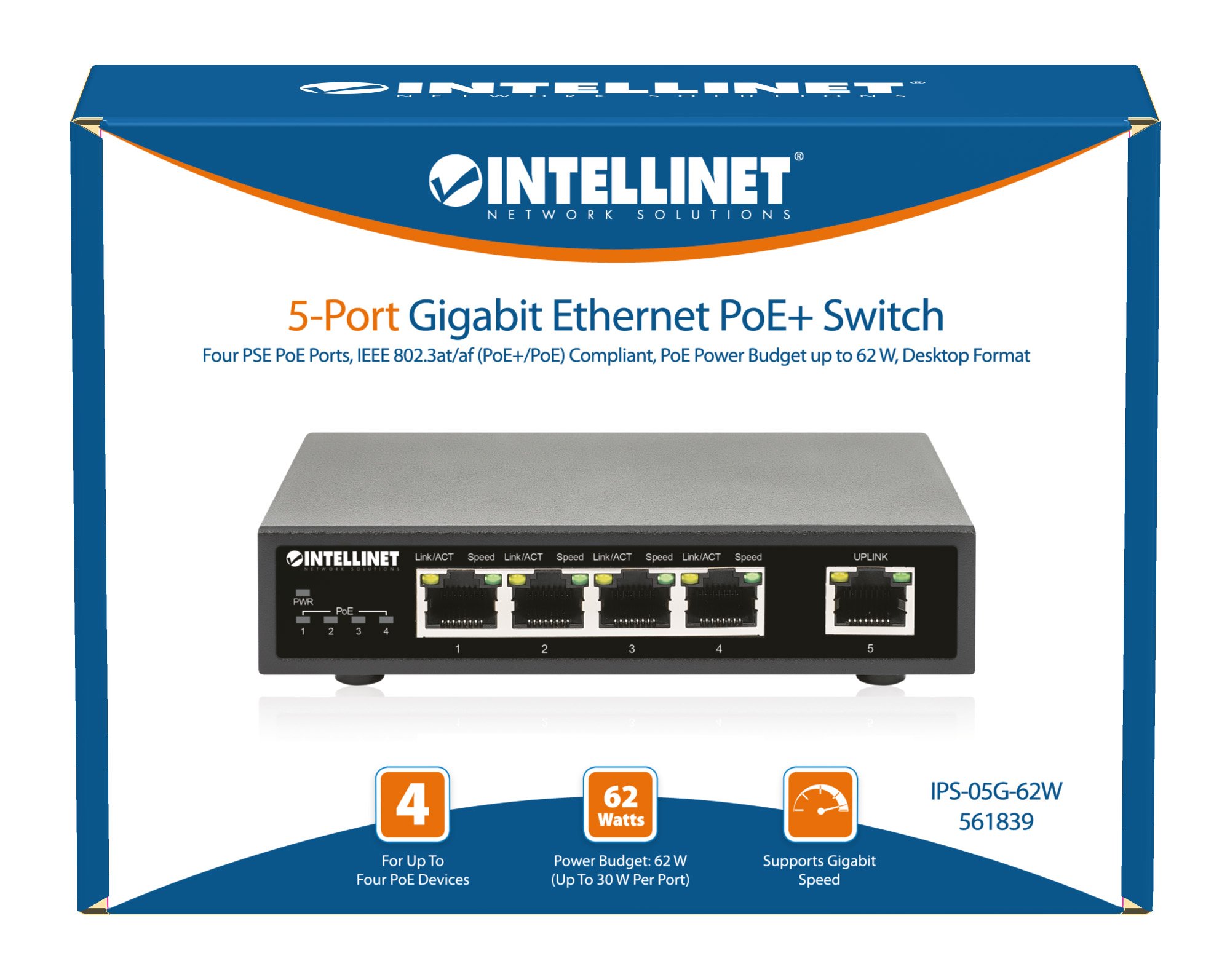 Ethernet Switch Gigabit PoE+ 5 porte INTELLINET - immagine 9