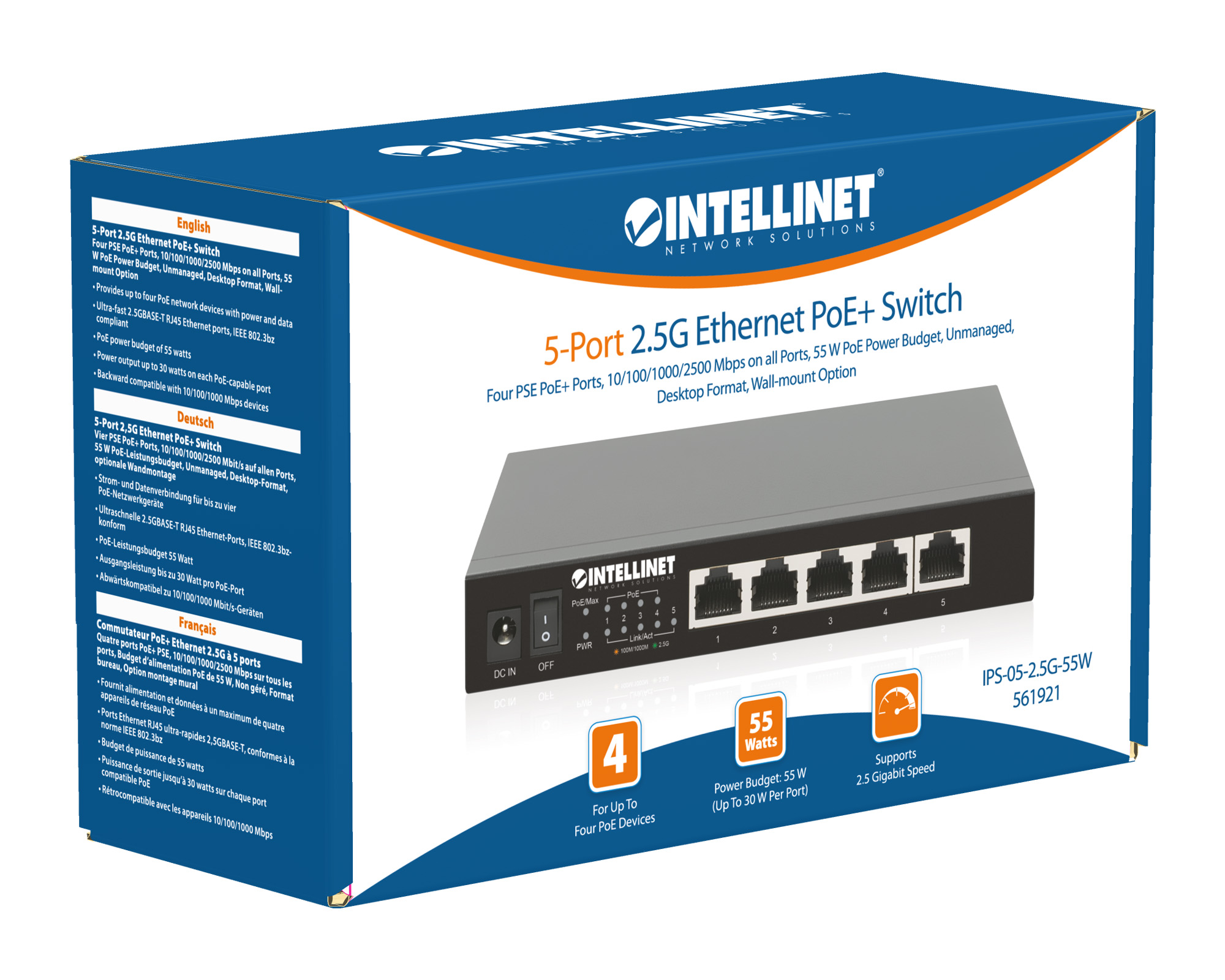 Ethernet Switch POE+ 5 Porte 2.5G INTELLINET - immagine 9