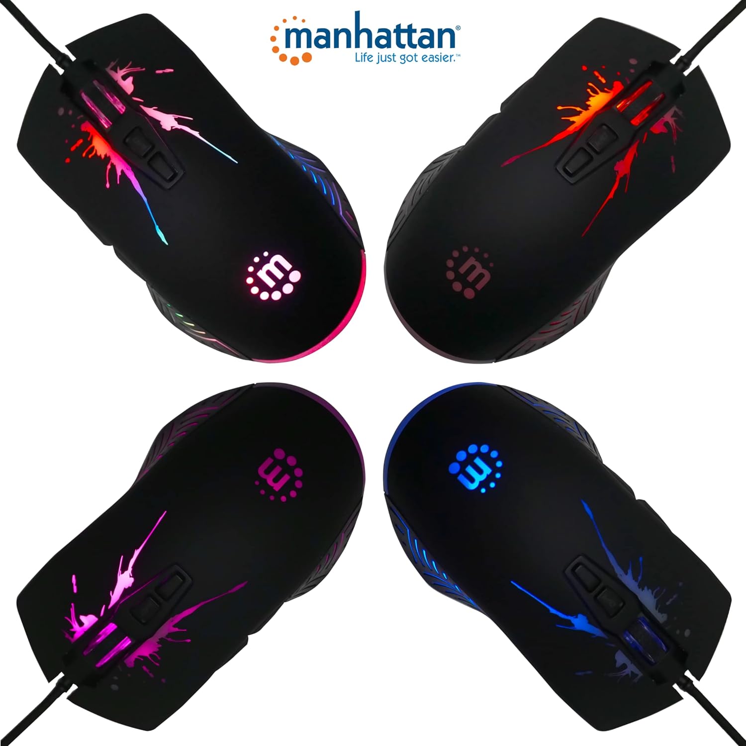 Mouse ottico Gaming LED RGB con cavo USB MANHATTAN - immagine 9
