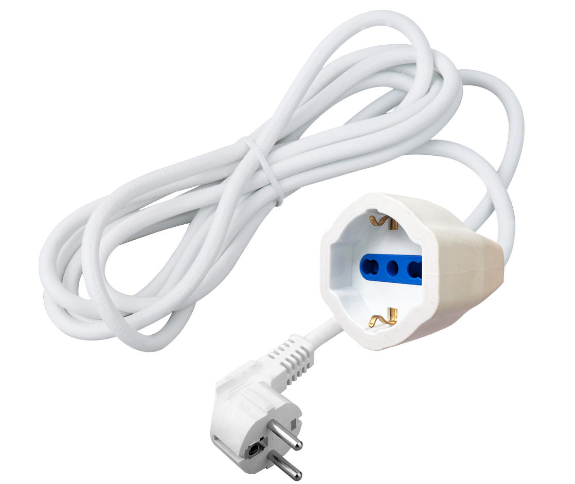 Cavo Prolunga Alimentazione Schuko Maschio Angolato / Femmina 3 metri Bianco TECHLY
