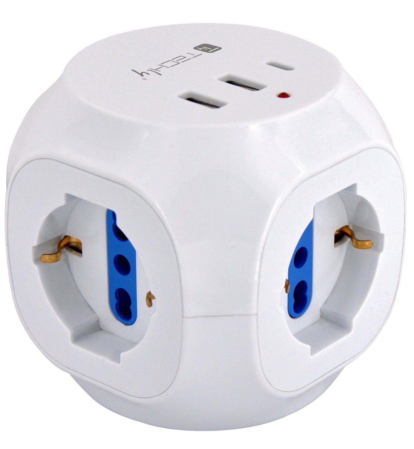 Multipresa a Cubo 3 Posti con 2 Porte USB-A e 1 USB-C™ QC3.0 TECHLY - immagine 2