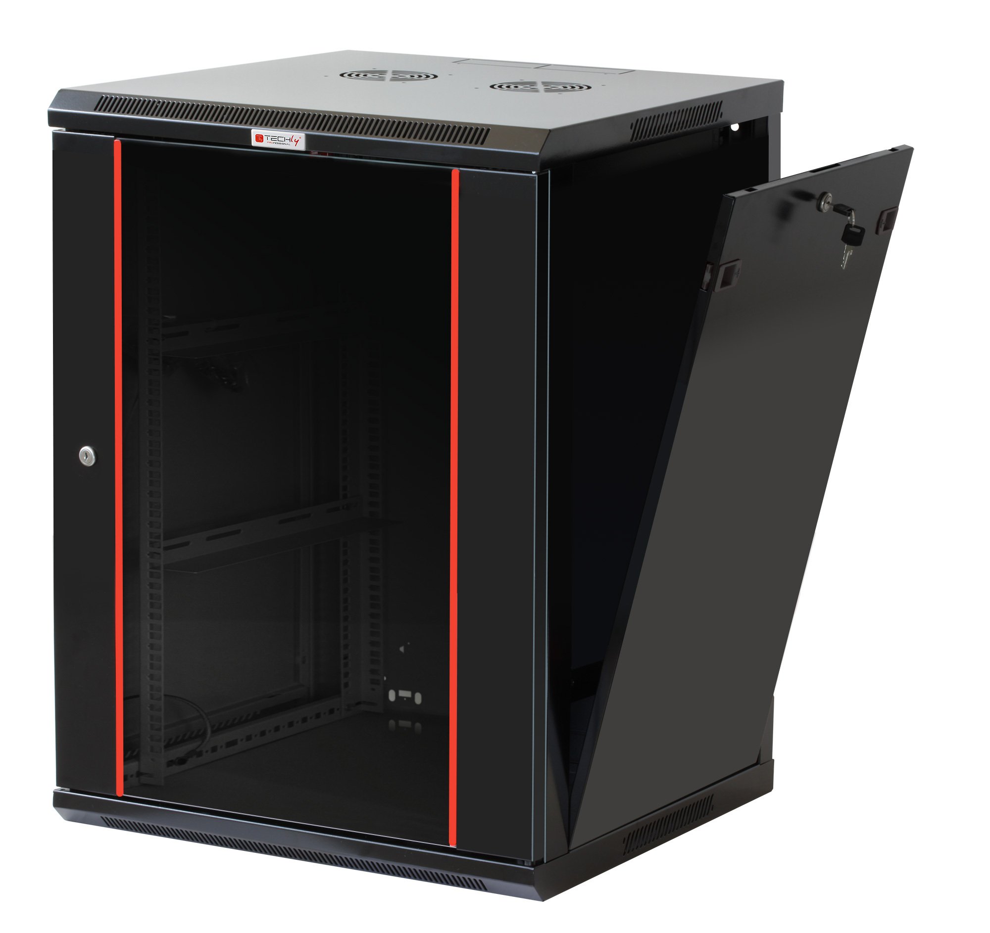 Armadio Rack 19'' a muro 20 unità sezione unica prof. 450mm Nero TECHLY PROFESSIONAL