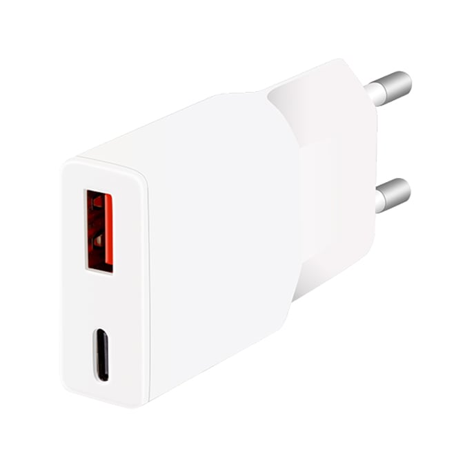 Caricatore Alimentatore GaN USB-C™ (PD) + USB-A (QC) da Muro 20W Bianco LOGILINK
