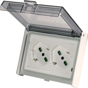 Multipresa Universale IP55 da Incasso con Doppia Presa Bipasso Italiana Schuko Precablata FME