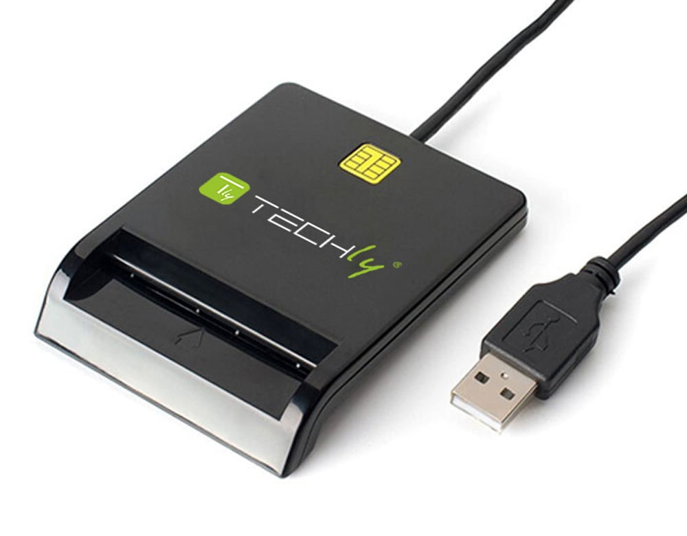 Lettore di Smart Card USB Esterno Nero TECHLY