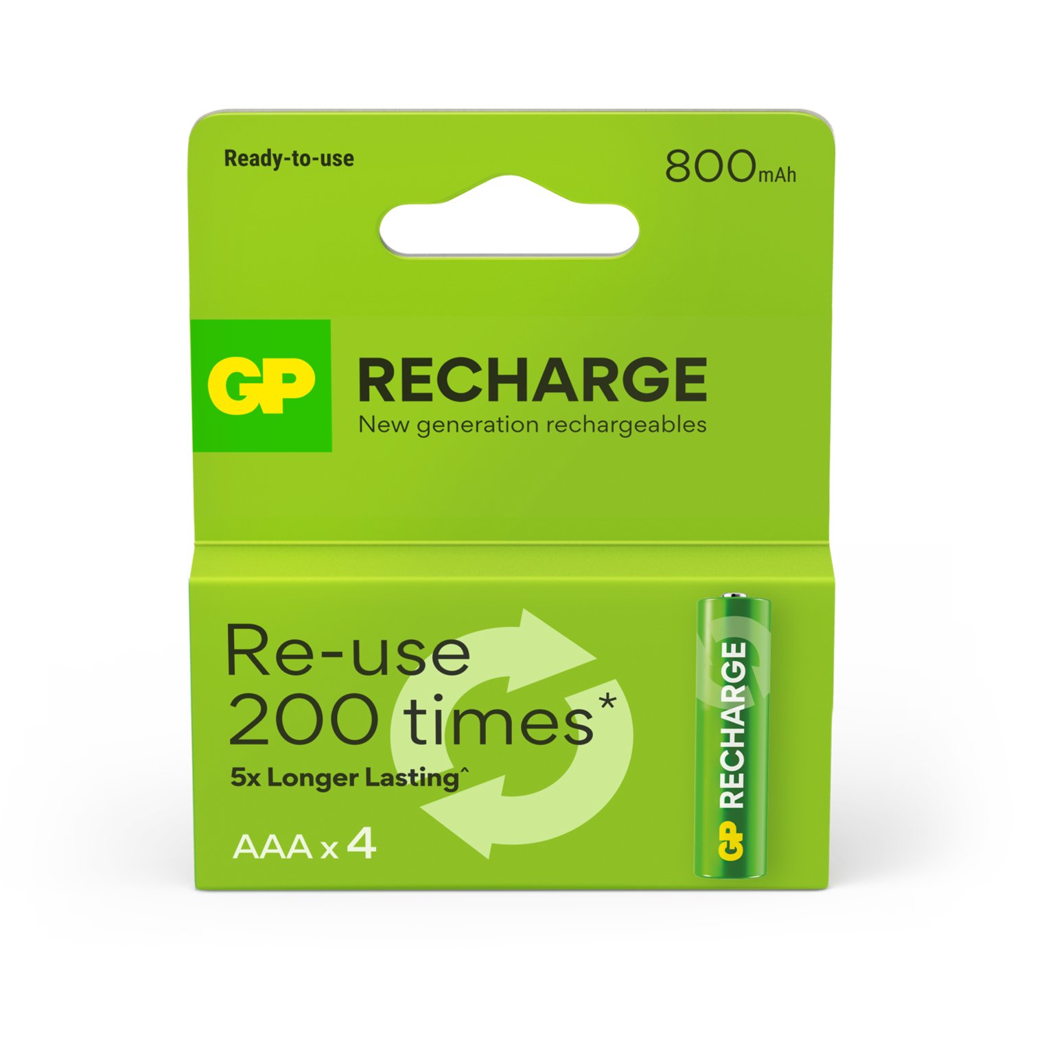 Blister 4 Batterie Ricaricabili AAA Mini Stilo 800 mAh GP ReCyko GP BATTERIES