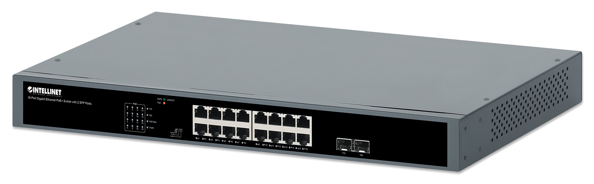 Gigabit Ethernet Switch PoE+ 16 porte con 2 porte SFP INTELLINET