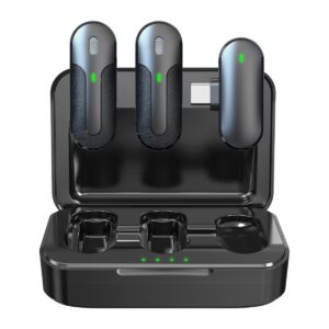 Set 2 Mini Microfoni Lavalier Wireless con Ricevitore USB-C&trade; e Custodia di Ricarica, TX301 TECHNAXX