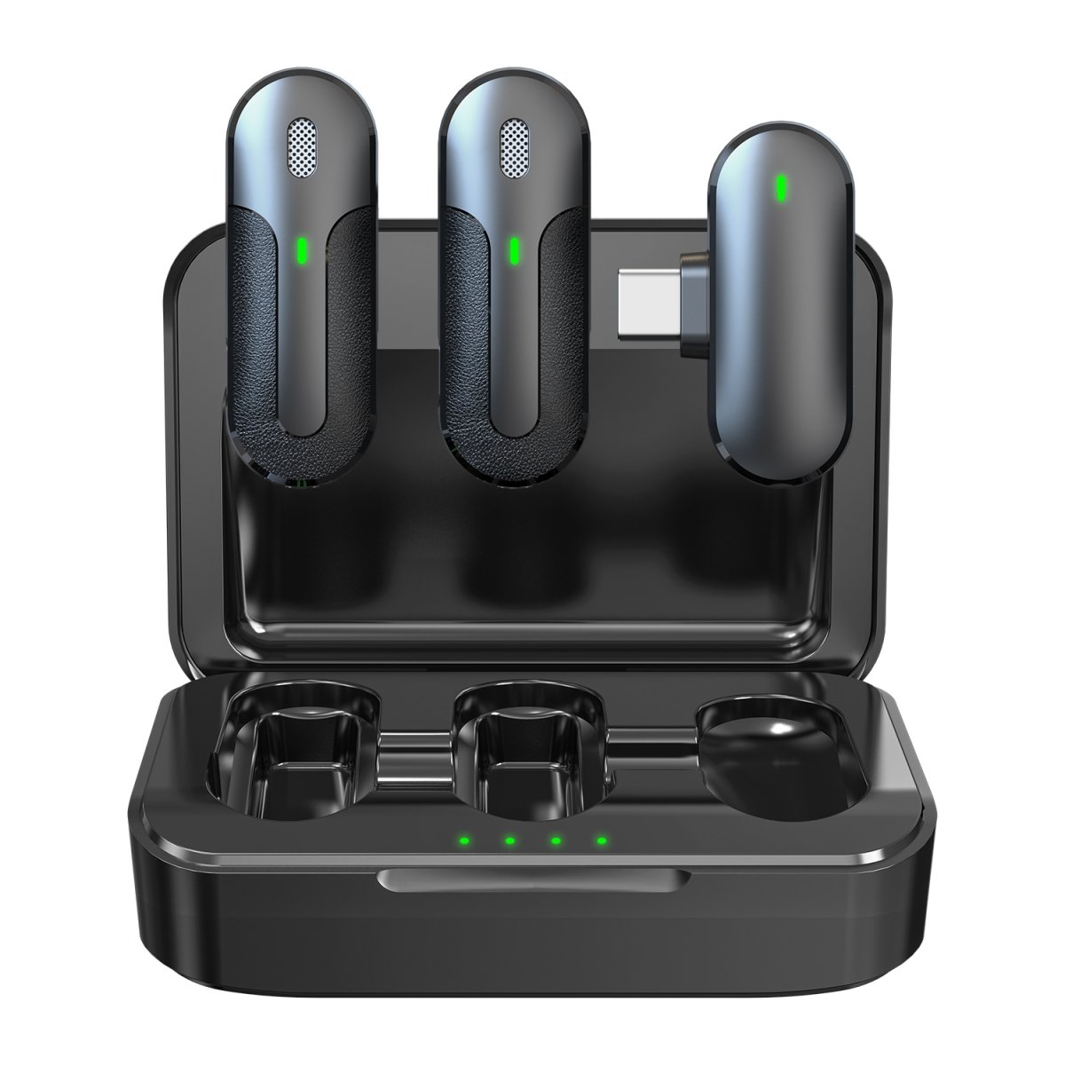 Set 2 Mini Microfoni Lavalier Wireless con Ricevitore USB-C™ e Custodia di Ricarica, TX301 TECHNAXX