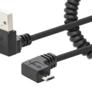 Cavo di Ricarica USB-A a Micro-USB 1m Spiralato Nero MANHATTAN