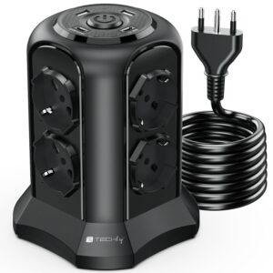 Multipresa da Tavolo a Torretta Salvaspazio 8 Prese Schuko 2 USB-A e 2 USB-C&trade; TECHLY