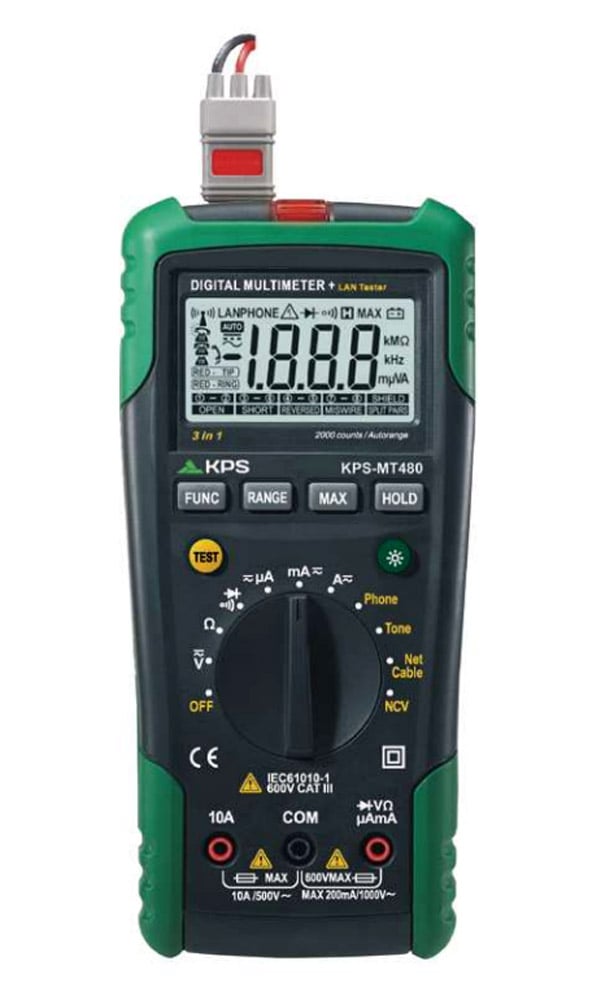 Multimetro Digitale per test cavi tefefonici e LAN di 2000 Counts, KPS-MT480 KPS