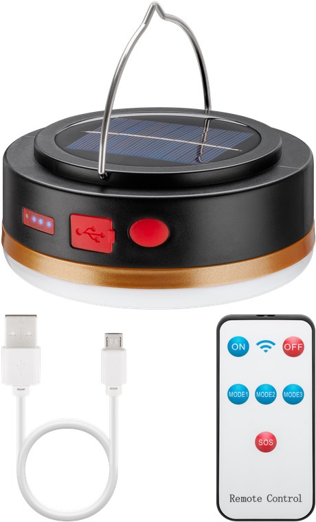 Lampada da Campeggio Solare a LED con Telecomando IR e Powerbank GOOBAY
