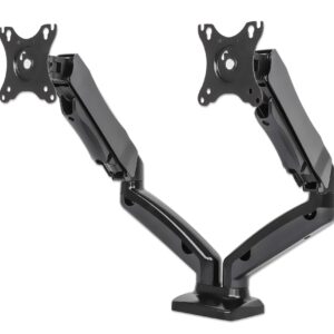 Supporto da scrivania in Alluminio per 2 Monitor 13-27'' con Molla a Gas MANHATTAN