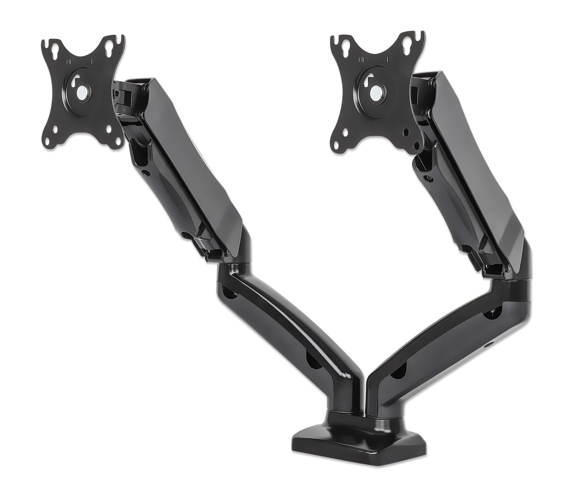 Supporto da scrivania in Alluminio per 2 Monitor 13-27'' con Molla a Gas MANHATTAN