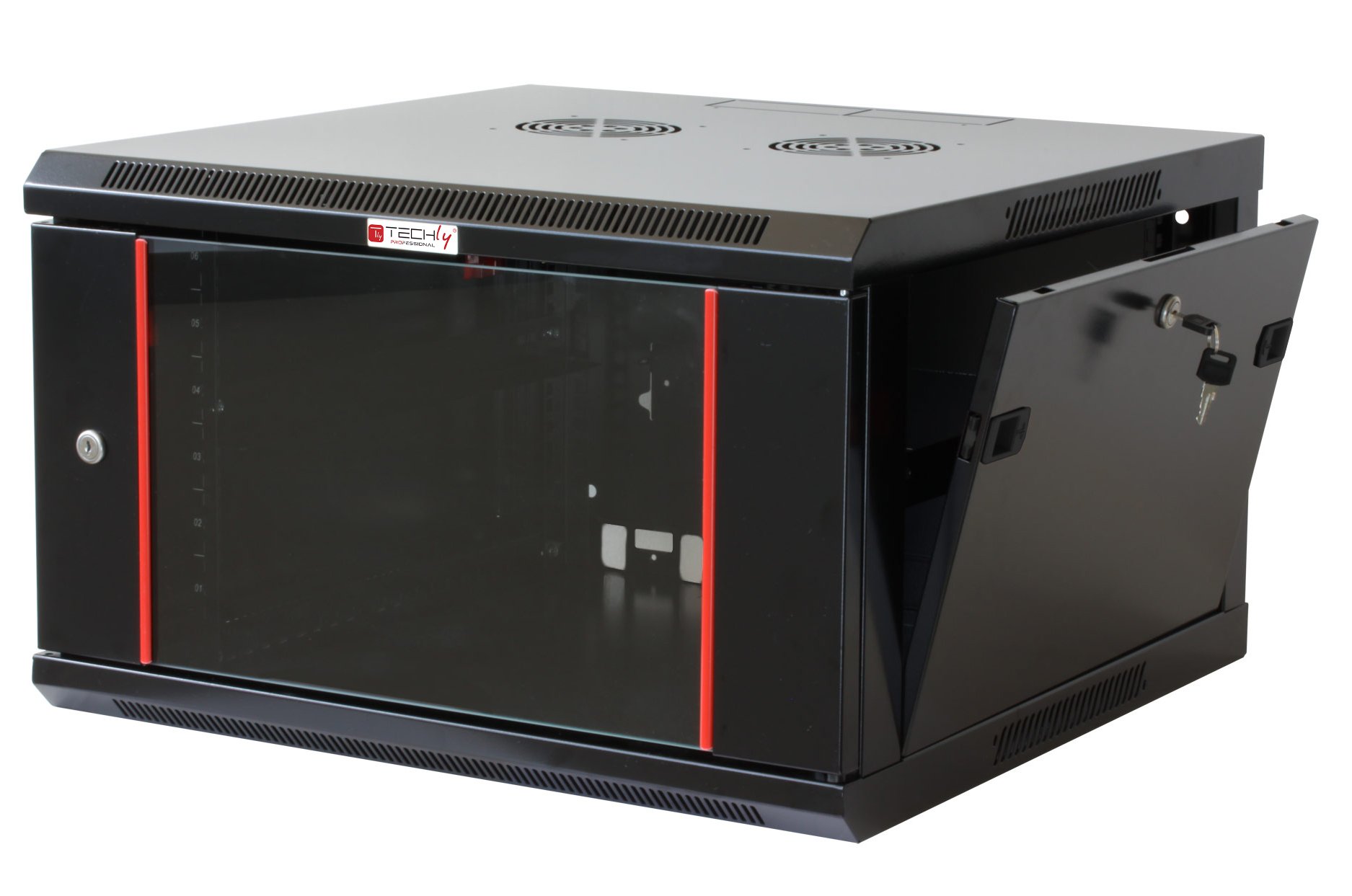 Armadio Rack 19'' a muro 9 unità sezione unica prof. 450mm Nero TECHLY PROFESSIONAL