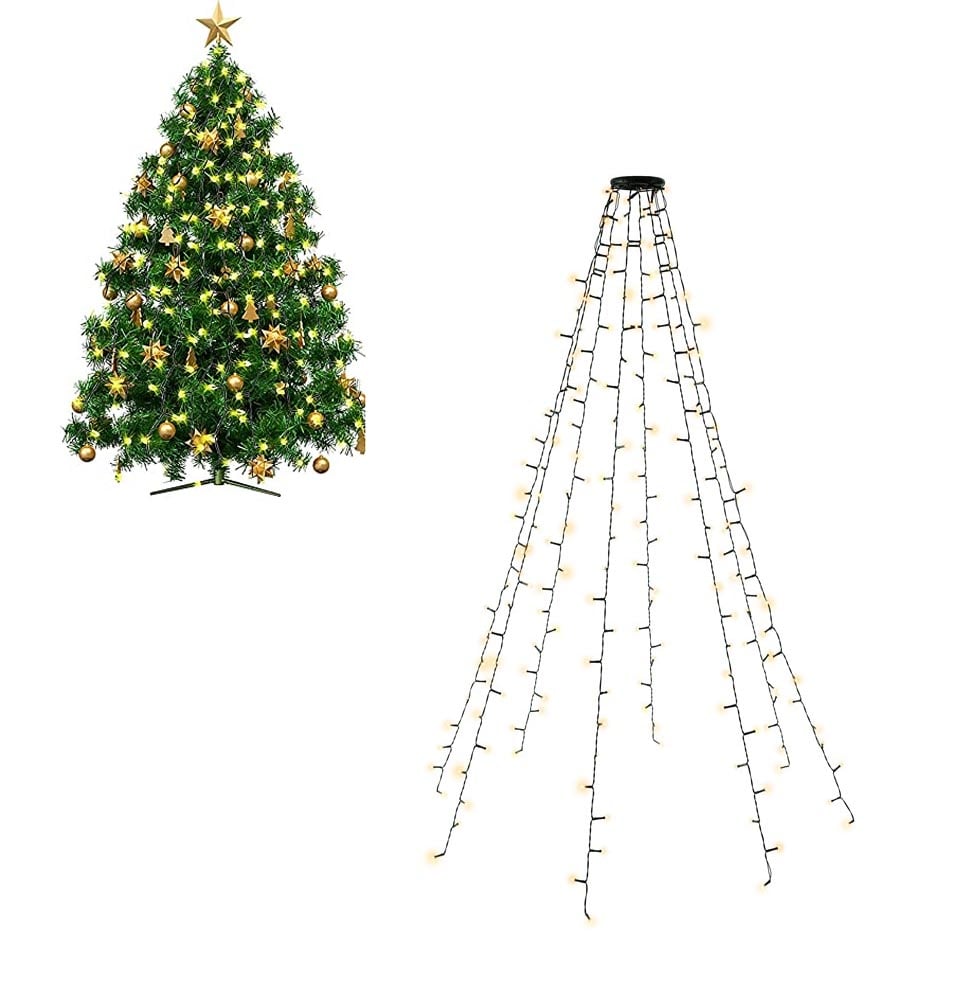 Catena Luminosa 200 Luci LED IP44 Bianco Caldo per Albero con Anello GOOBAY
