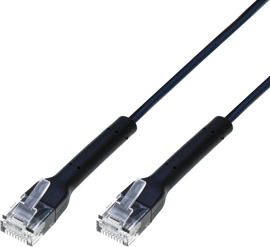 Cavo Slim Patch di Rete Pieghevole in Rame Cat.6A U/UTP 0,5m Nero TECHLY PROFESSIONAL