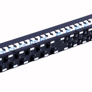 Pannello Patch UTP 24 Posti RJ45 Cat.6A Uscita Inclinata 1U Nero TECHLY PROFESSIONAL