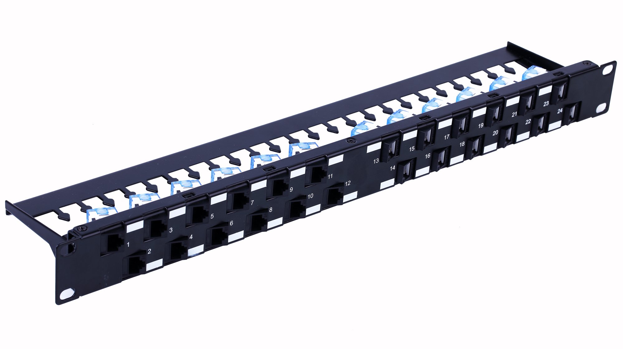 Pannello Patch UTP 24 Posti RJ45 Cat.6A Uscita Inclinata 1U Nero TECHLY PROFESSIONAL