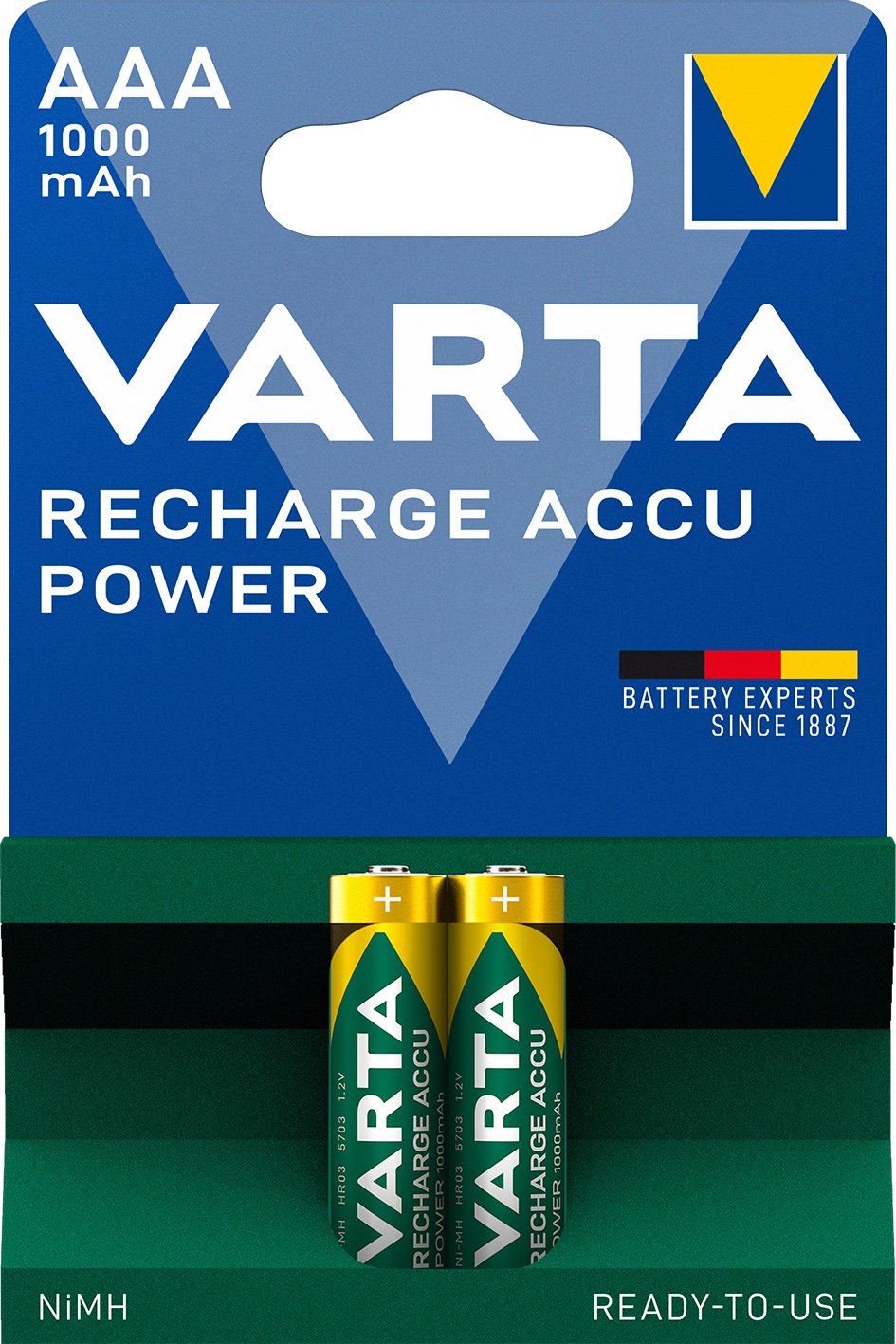 Blister 2 Batterie Ricaricabili Mini Stilo AAA 1000 mAh VARTA