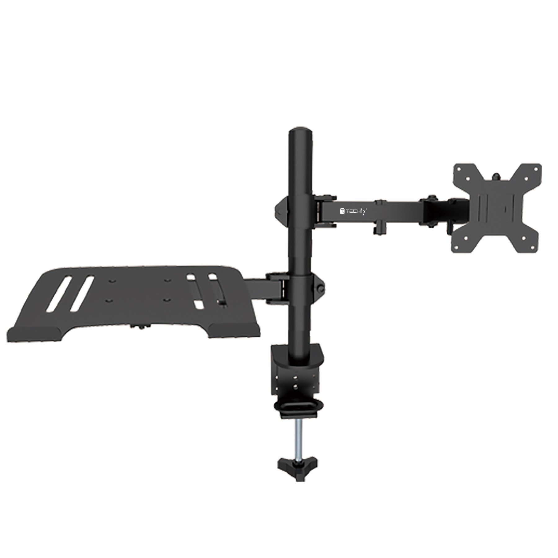 Supporto da Scrivania Braccio per Monitor 13-32'' e Mensola per Laptop TECHLY