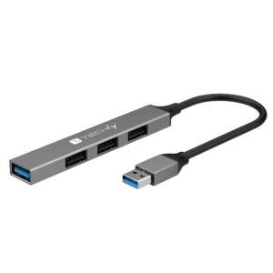 Hub USB-A 3.2 a 4 porte USB-A Slim in Metallo TECHLY