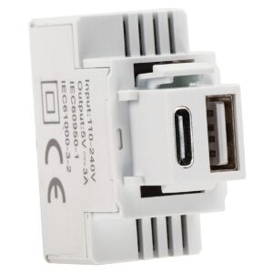 Alimentatore Compatto da Incasso Keystone USB-A e USB-C&trade; 20W 5-12V Bianco FME