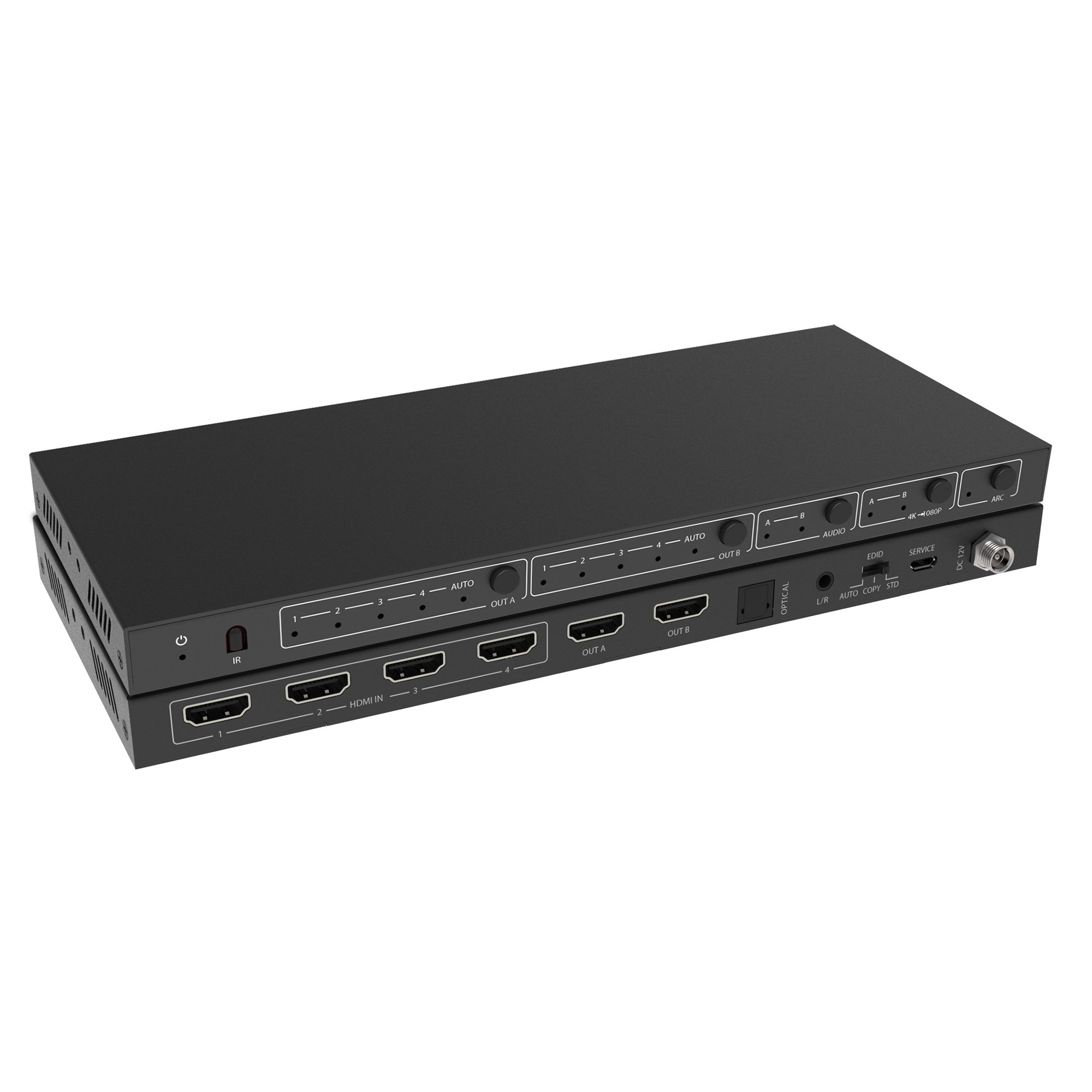 Matrix Switch HDMI 2.0 4x2 18Gbps 4k@60Hz con estrattore audio TECHLY