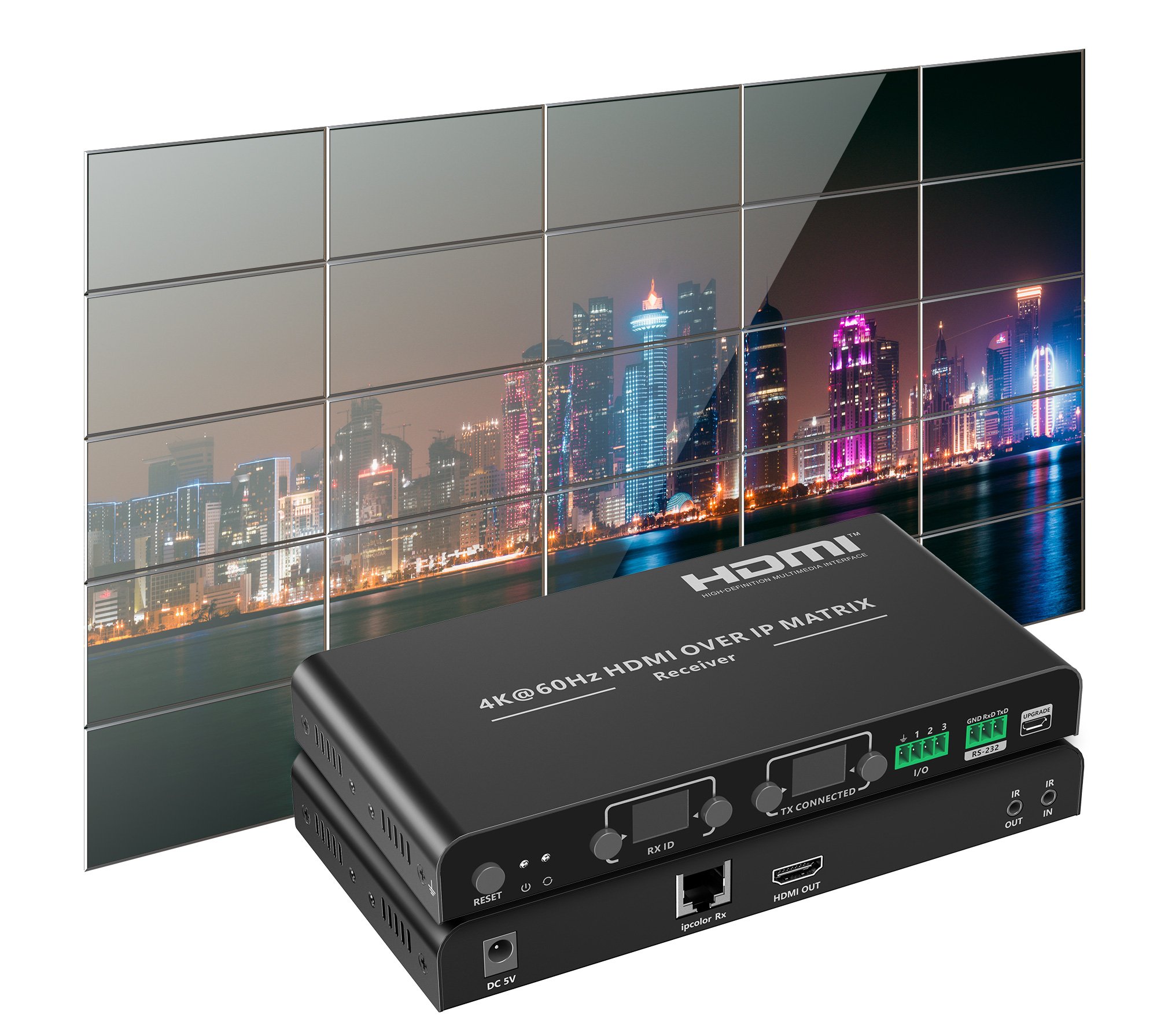 Ricevitore per Matrix Extender HDMI Over IP 4K su Cavo Cat.6 fino a 120m Multiview Ipcolor iMMS TECHLY