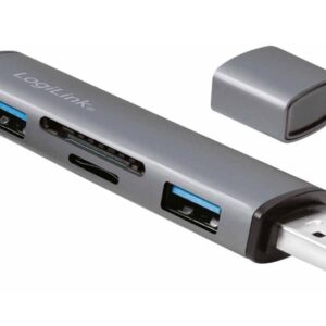 Hub USB3.2 Gen2 2 Porte USB A con Lettore di Schede Card Reader LOGILINK