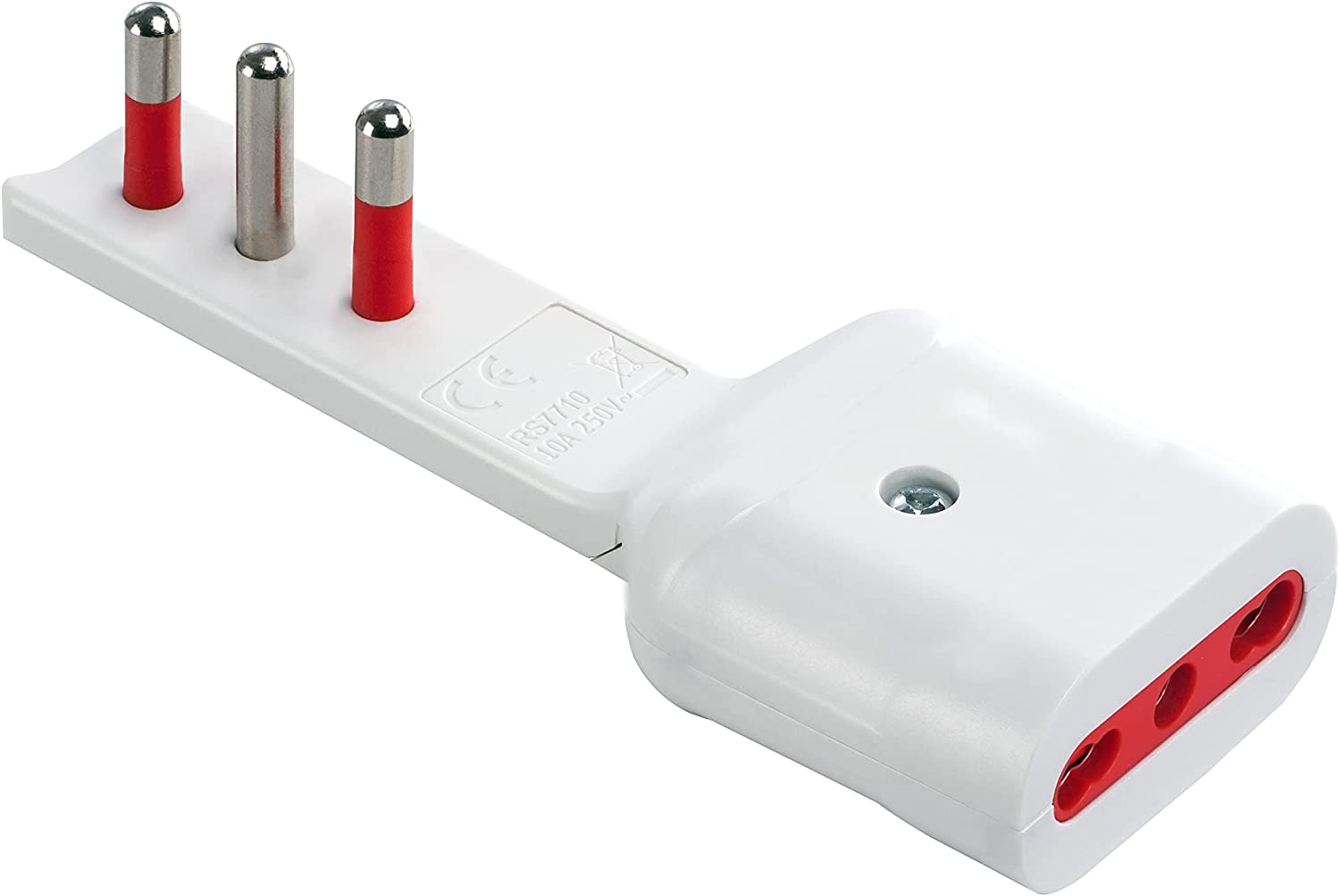 Adattatore Salvaspazio Extra Flat Spina e Presa Italiana 16A 2P+T Angolata Bianco ROSI