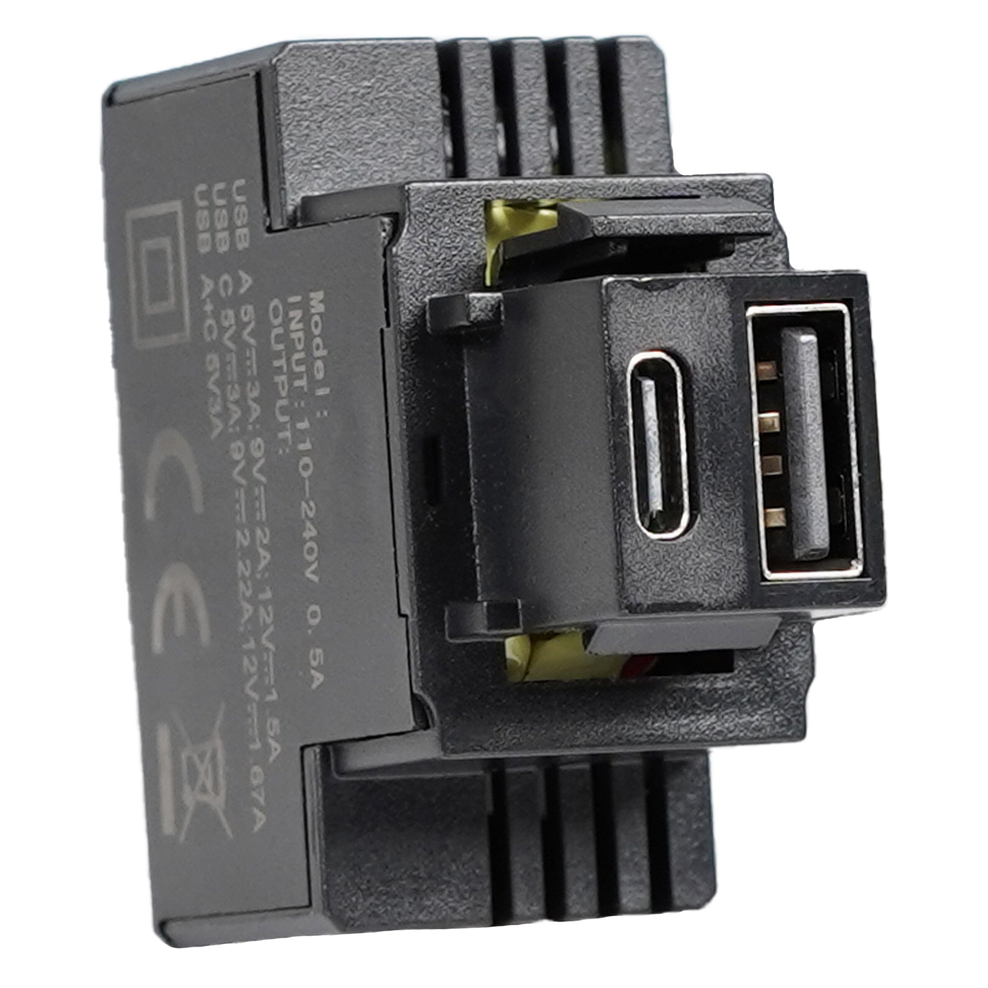 Alimentatore Compatto da Incasso Keystone USB-A e USB-C™ 20W 5-12V Nero FME