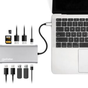 Docking Station USB-C&trade; PD 12-in-1 5 Porte USB SD e MicroSD HDMI con MST 4K MANHATTAN