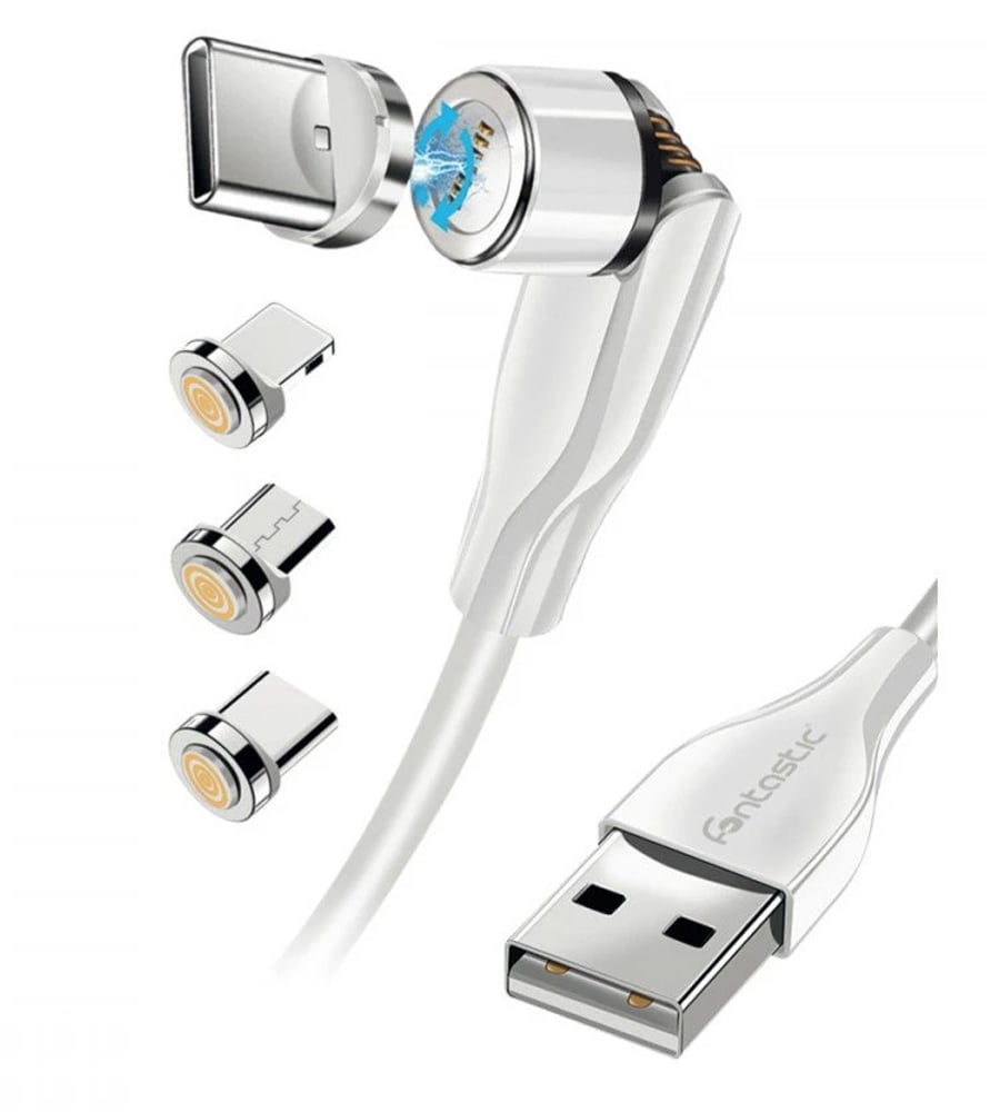 Cavo Magnetico di Ricarica 3 in 1 USB-C™ Micro USB e 8 pin con LED 1.2m FONTASTIC