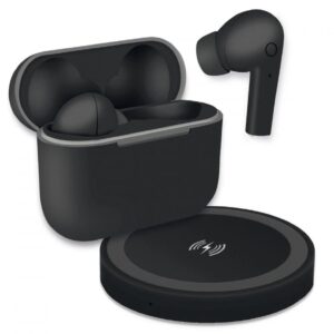 Cuffie Auricolari TWS Jive con Custodia di Ricarica USB-C&trade; e Pad Caricatore a Induzione Nero FONTASTIC