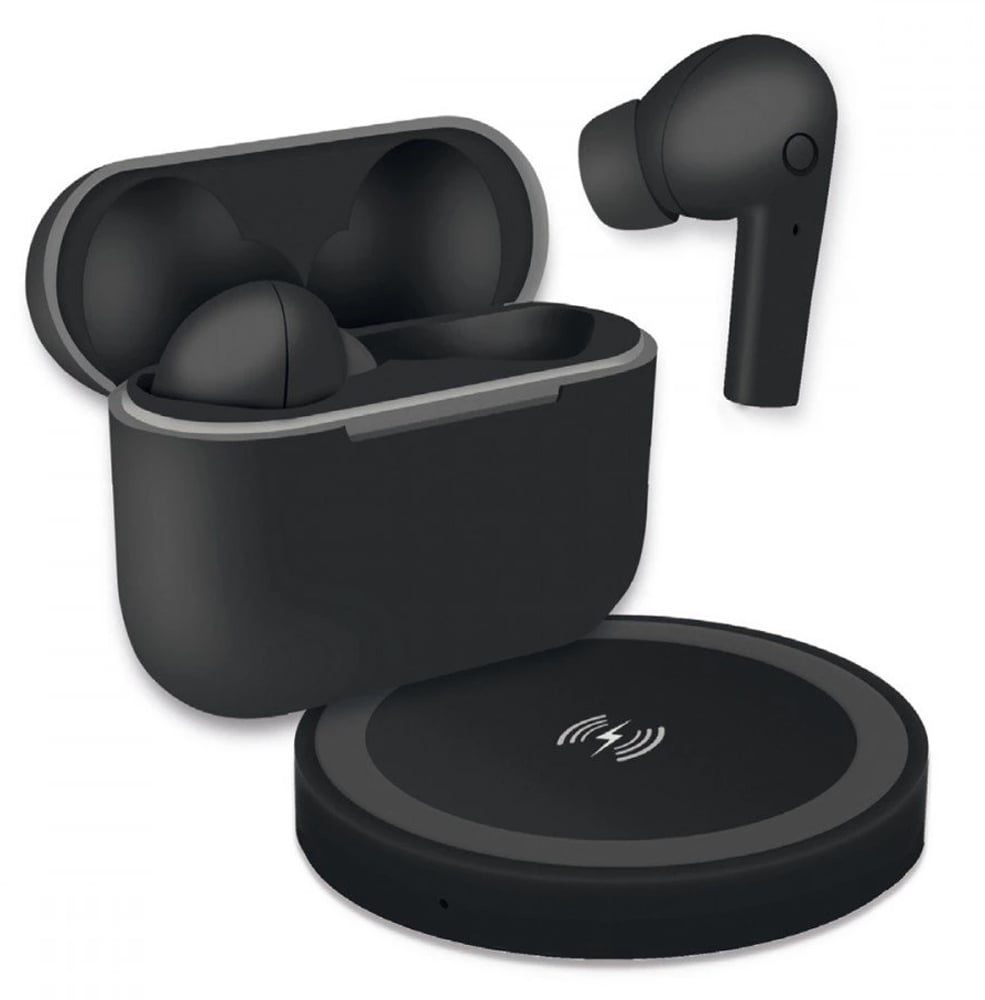 Cuffie Auricolari TWS Jive con Custodia di Ricarica USB-C™ e Pad Caricatore a Induzione Nero FONTASTIC