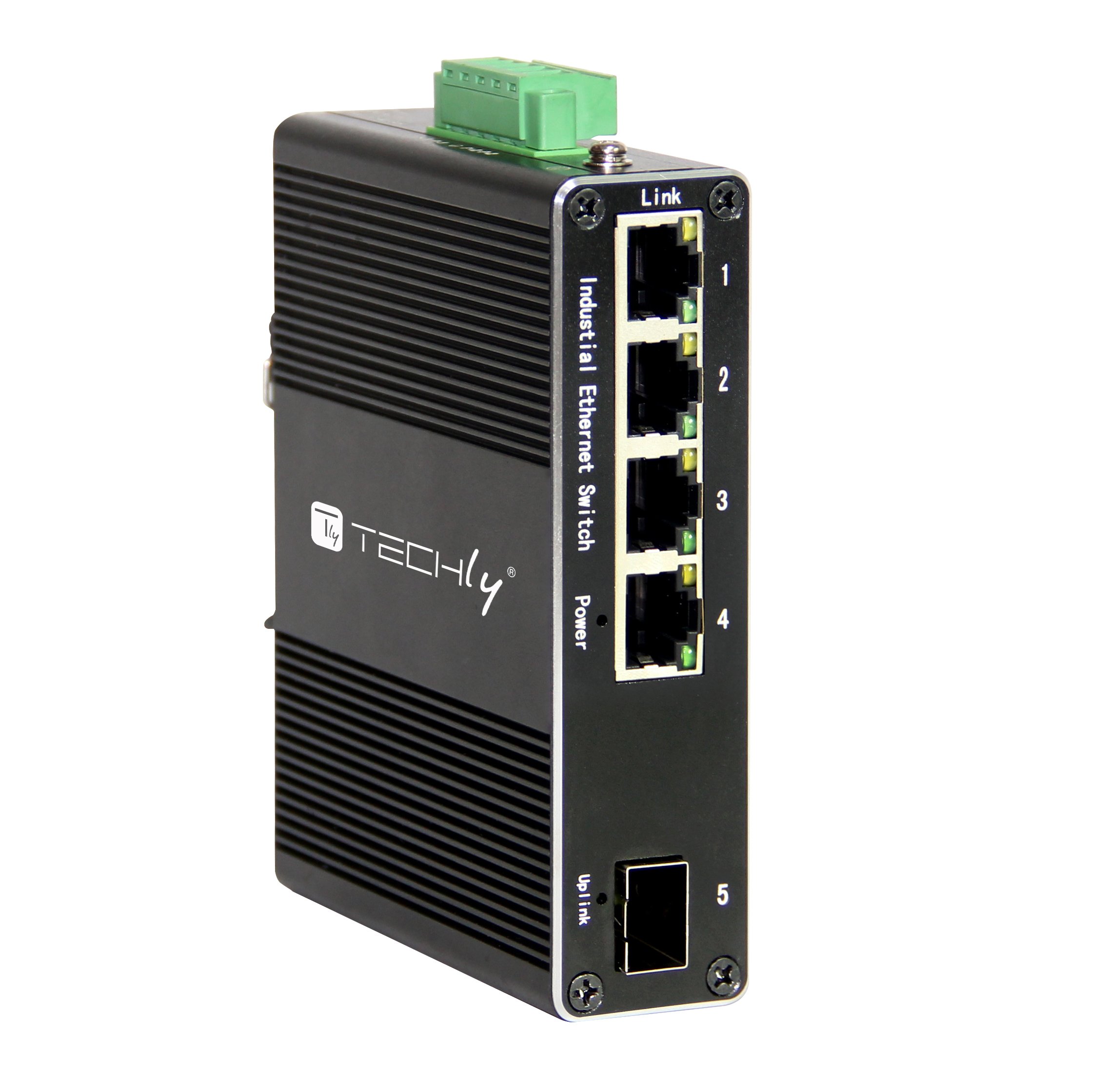 Convertitore Ethernet Industriale Gigabit 4 porte RJ45 a 1 porta SFP Non Gestito TECHLY PROFESSIONAL