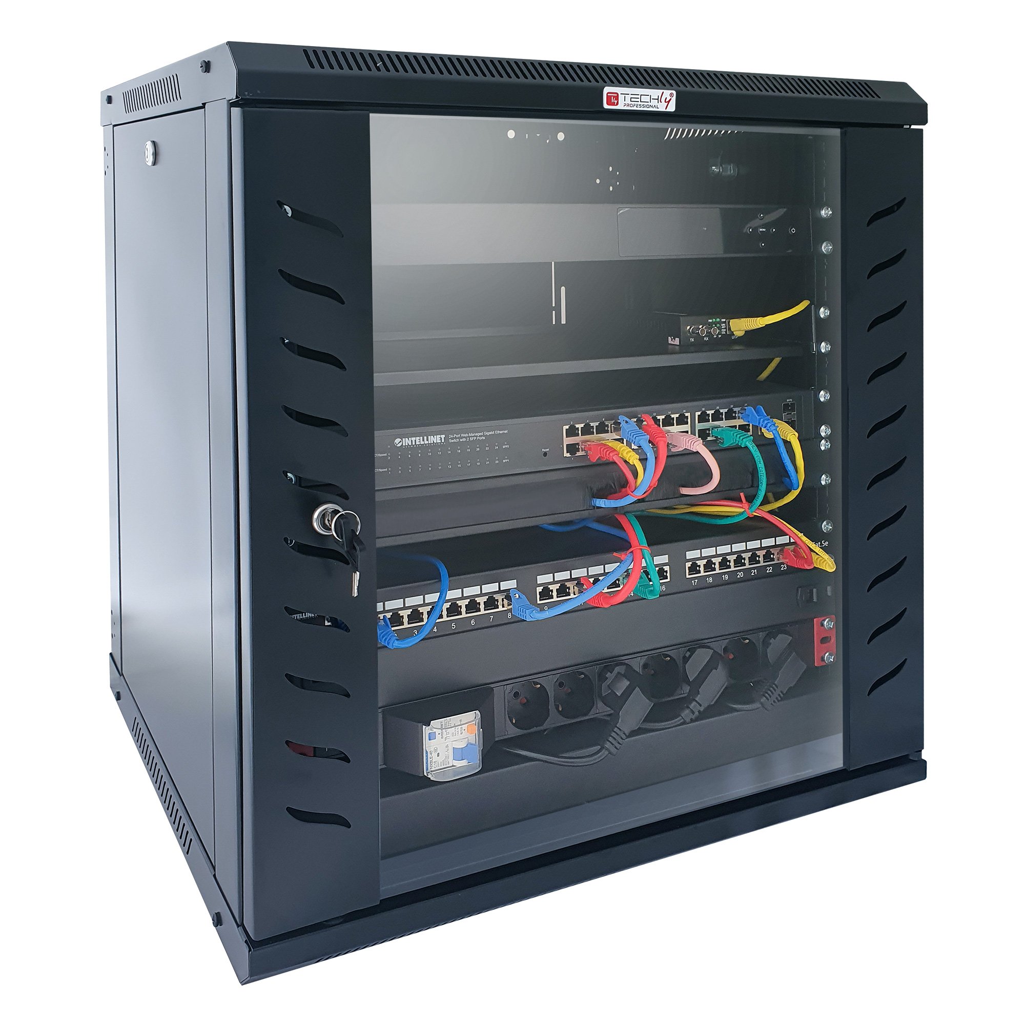 Armadio Rack 19'' a Muro 15 Unità P.600 mm Flat Pack Nero TECHLY PROFESSIONAL