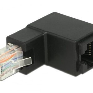 Adattatore RJ45 Maschio Femmina Cat.6 UTP Angolato verso l'alto a 90&deg; Nero DELOCK