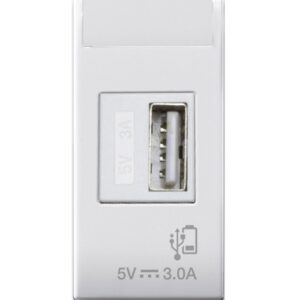 Domus S44 Caricatore USB-A 3A 240V 1 Modulo Bianco Lucido, 441082USB3A AVE