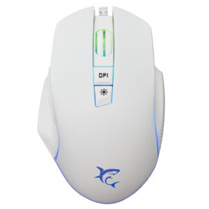 Mouse Ottico Gaming LED RGB con Cavo USB 6400 dpi Bianco, GARETH WHITE SHARK