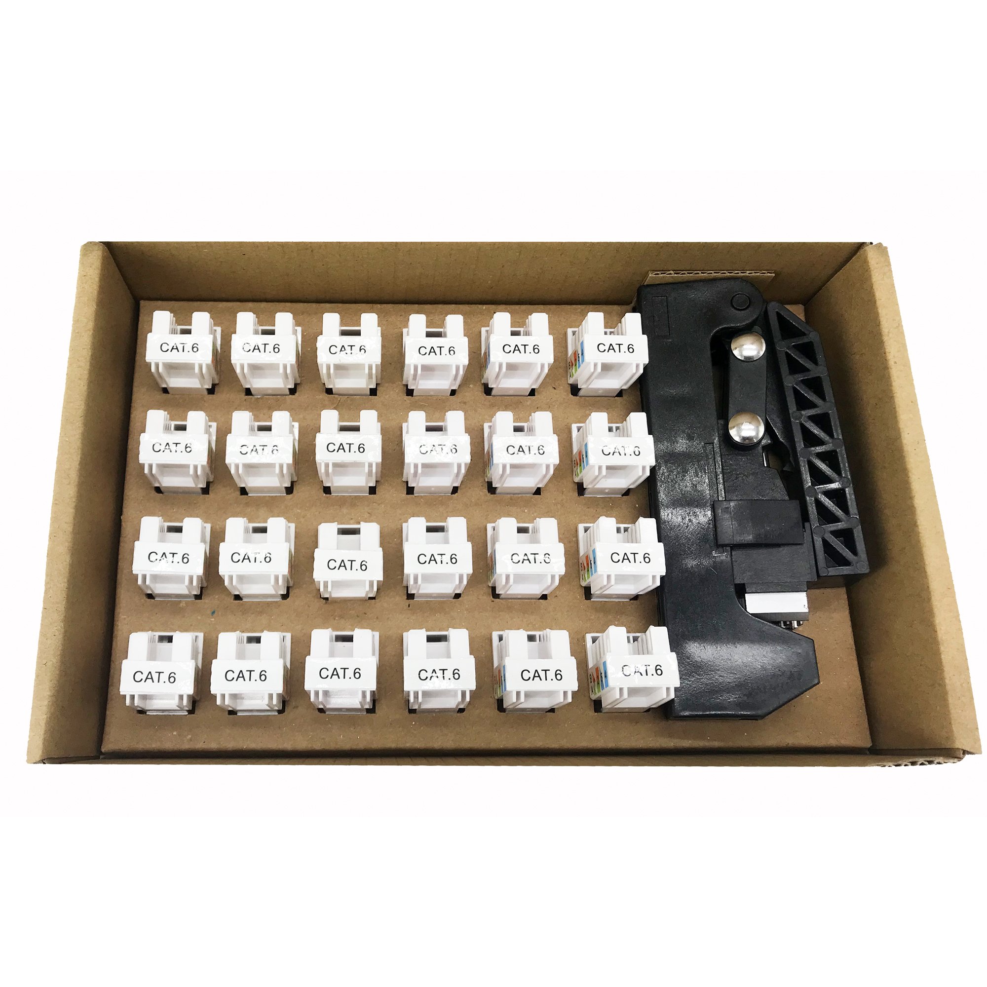 Kit 24 Frutti Cat.6A UTP 90° Keystone con Pinza Crimpatrice TECHLY PROFESSIONAL