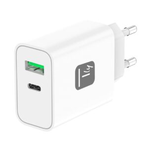 Caricatore Alimentatore GaN USB-C&trade; 30W e USB-A QC3.0 da Muro TECHLY
