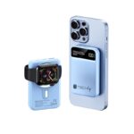 Power Bank Wireless Magnetico 3 in 1 con LED 10.000 mAh 22,5W Azzurro TECHLY