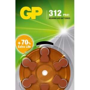 Batteria a Bottone per Apparecchi Acustici ZA 312/AR41 6pz GP BATTERIES