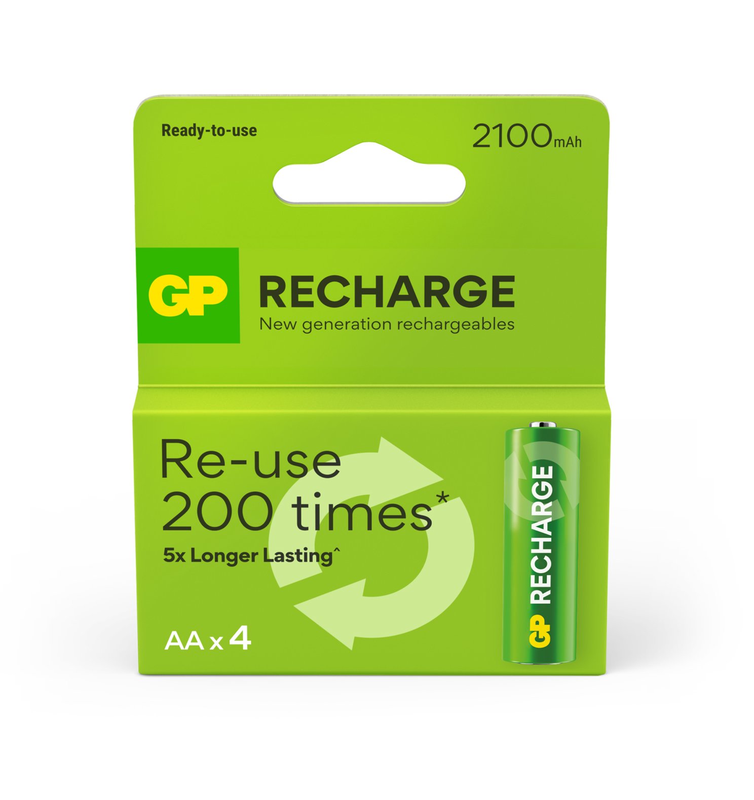 Blister 4 Batterie Ricaricabili AA Stilo 2100 mAh GP ReCyko GP BATTERIES