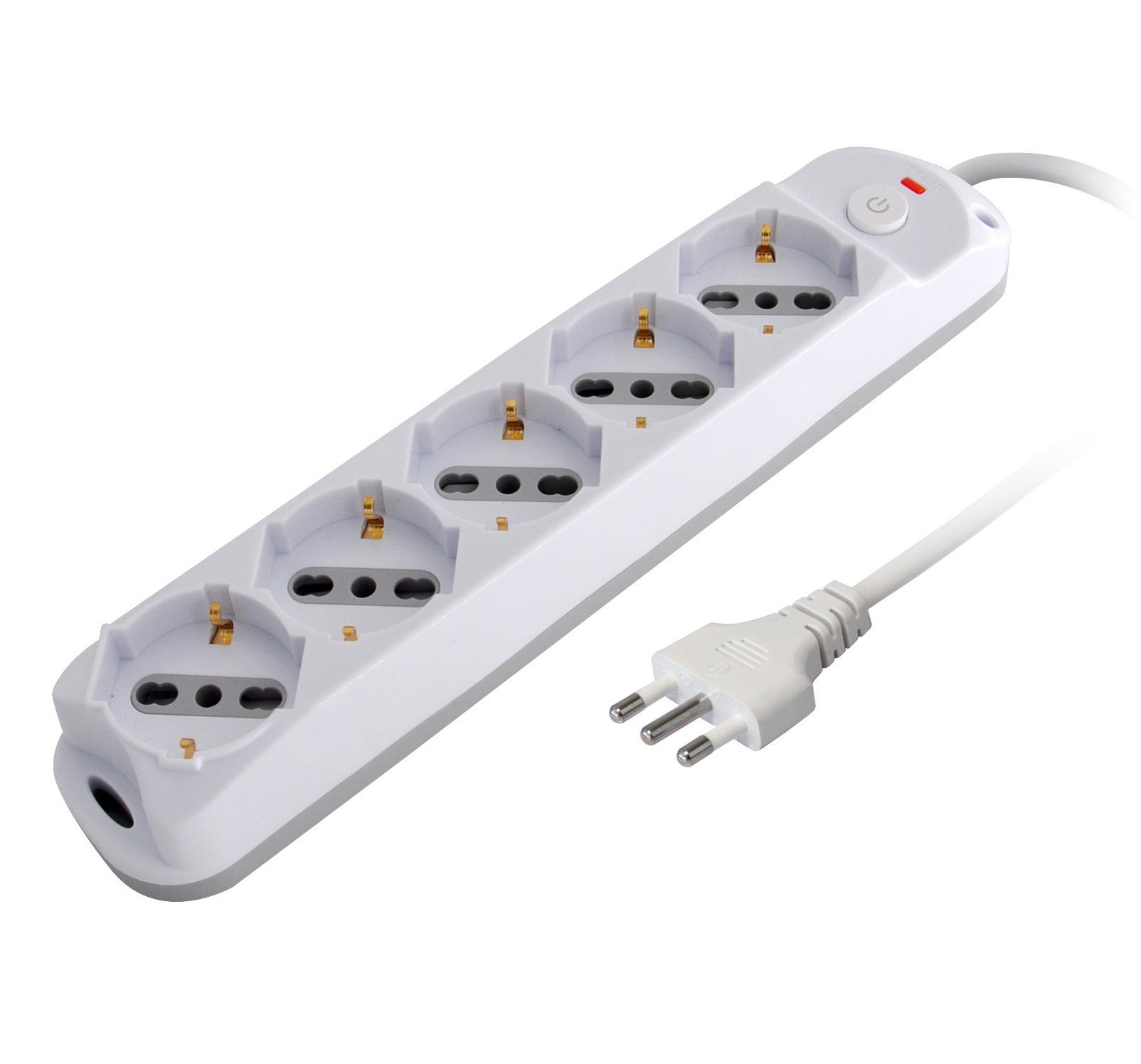 Presa Multipla a 5 Posti Italiana Bipasso/Schuko Spina 10A TECHLY